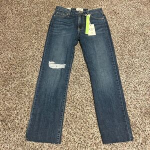 LTJ Distressed Straight Leg Denim Jeans‎ with Raw Hem Medium Wash Size 24